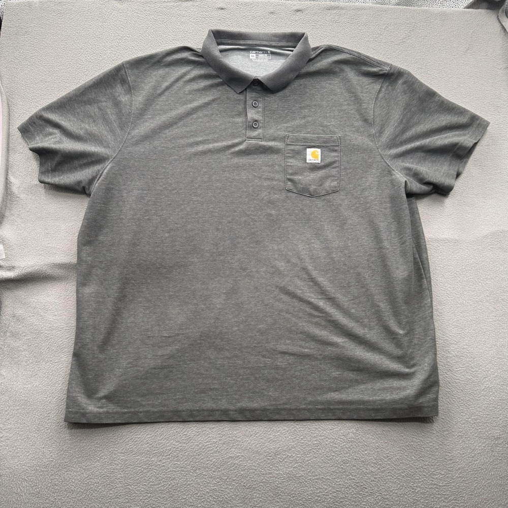 Carhartt Polo Shirt Mens 4XL Gray Loose Fit Pocket Workwear Jersey Tagless Top
